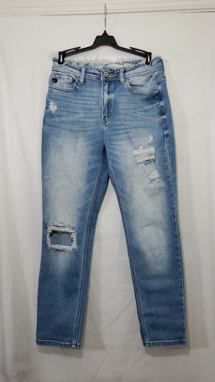 KanCan Clemence High-Rise Distressed Mom Jeans Size 5/26 KC9198L